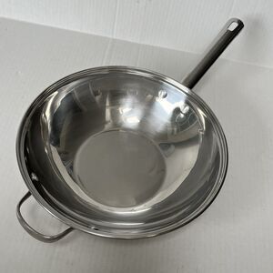 Wolfgang Puck Cookware 12" Chef Wok Pan 18-10 Non-Stick Stainless Steel 0408